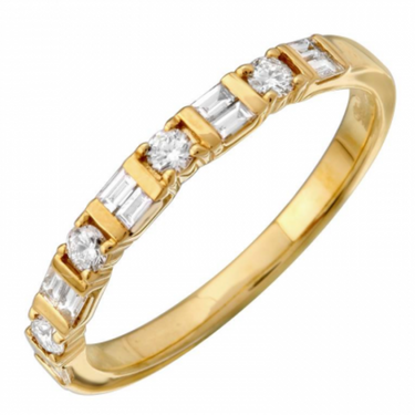 .34CT Round and Baguettes Wedding Band
