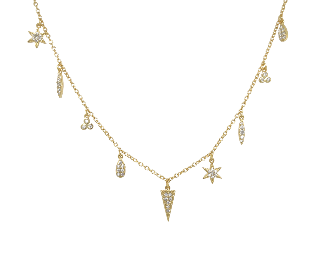 Gold and Diamond Multi-Charm Necklace