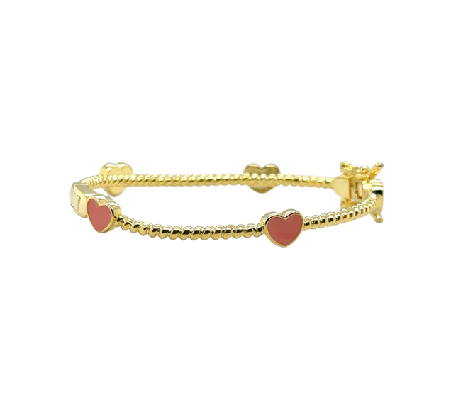 Kids Peach Hearts Enamel Bangle