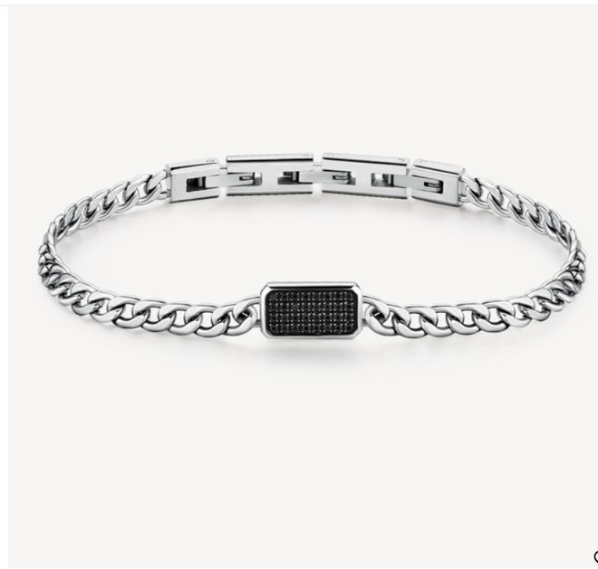 Cuban steel rectangular bar bracelet