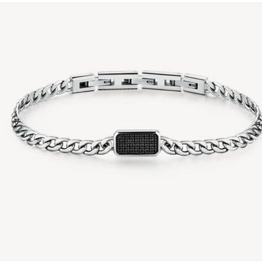 Cuban steel rectangular bar bracelet