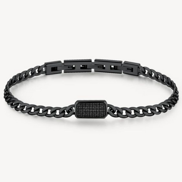Cuban black rectangular bar bracelet