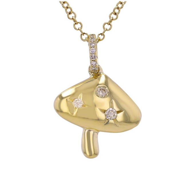 Triple Diamond Mushroom Necklace
