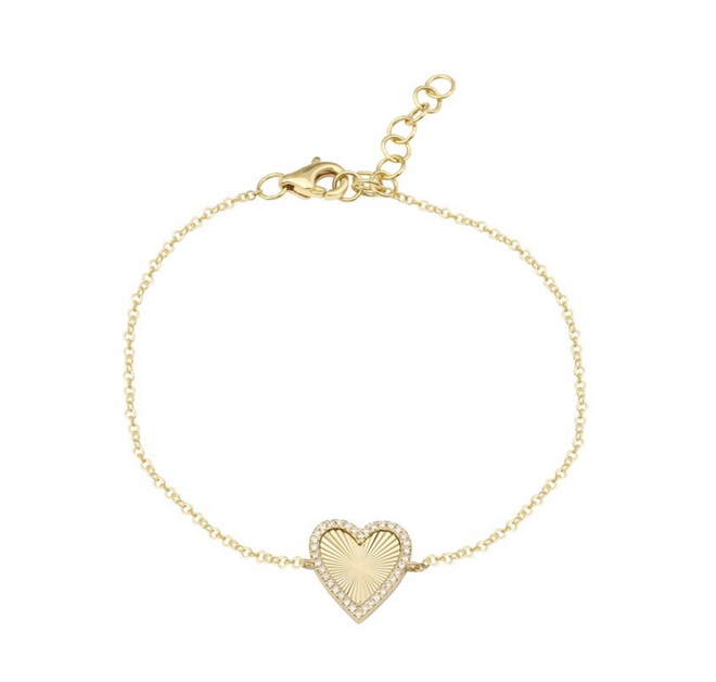 Fluted Heart Diamond Bracelet