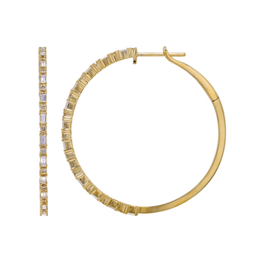 Baguettes & Round Diamonds Hoops