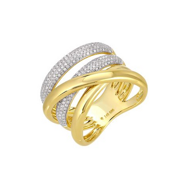 Twisted Pavé Gold Ring