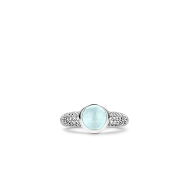 Aquagreen Pave Solitaire Ring