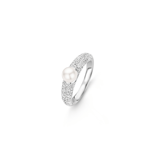 Pearl Pave Solitaire Ring