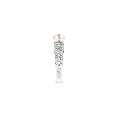 Pearl Pave Solitaire Ring