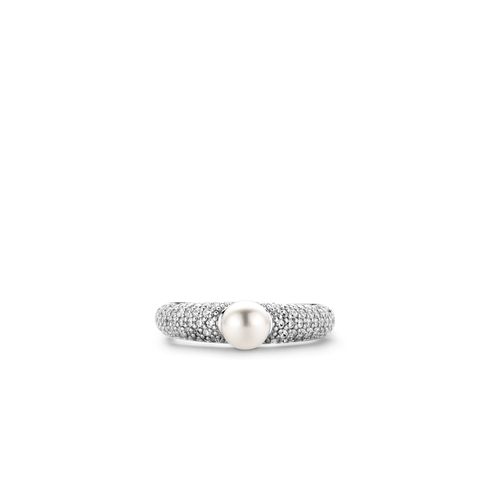 Pearl Pave Solitaire Ring