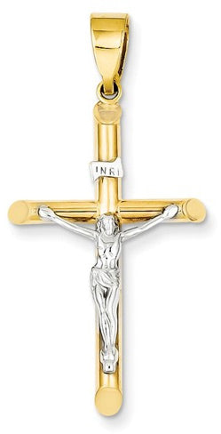 14K Gold Crucifix Two Tone Pendant