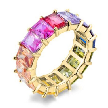 Rainbow Baguette Eternity Ring