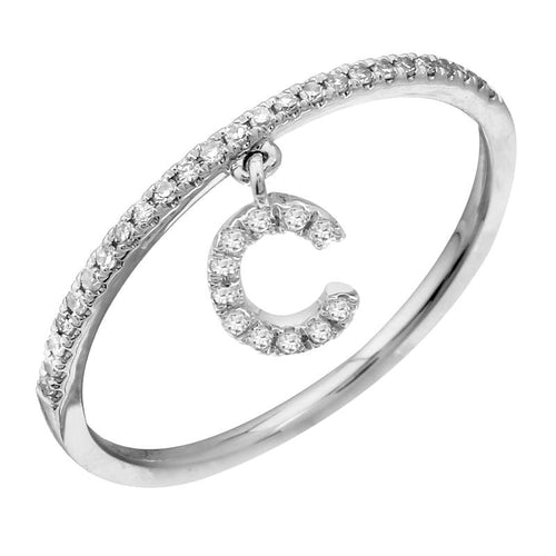 Diamond Initial Charm Ring