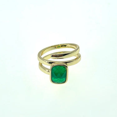 Triple Row Green Gemstone Ring