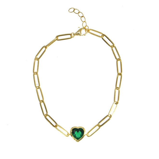 Heart Bezel Gemstone Bracelet