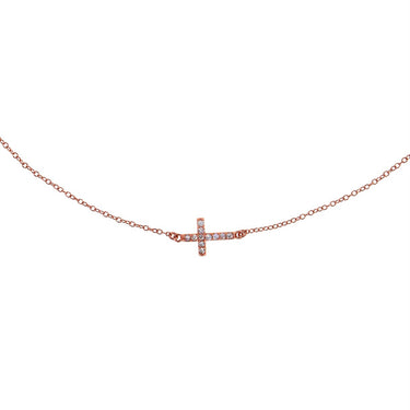 Sparkling Rose Cross Necklace