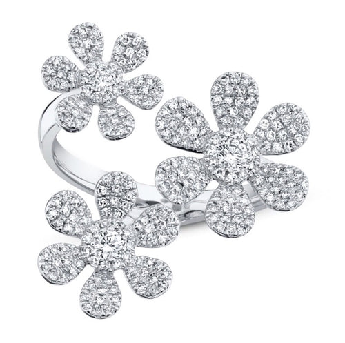 Pavé Triple Flower Ring