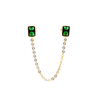 Green Gemstone Chain Studs