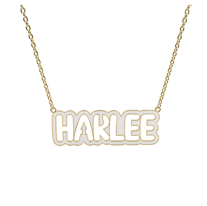 ENAMEL BUBBLE CUTOUT NAME NACKLACE