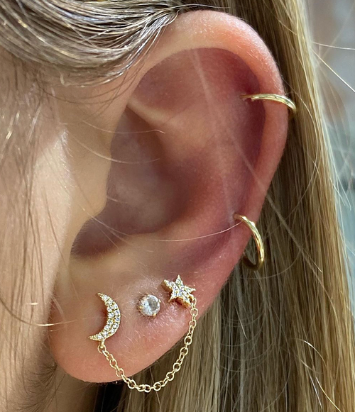 Star/Moon Chain Earring