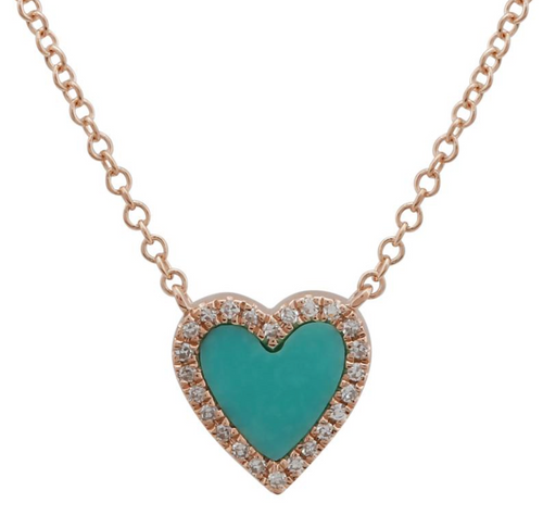 Diamond Turquoise Heart Necklace