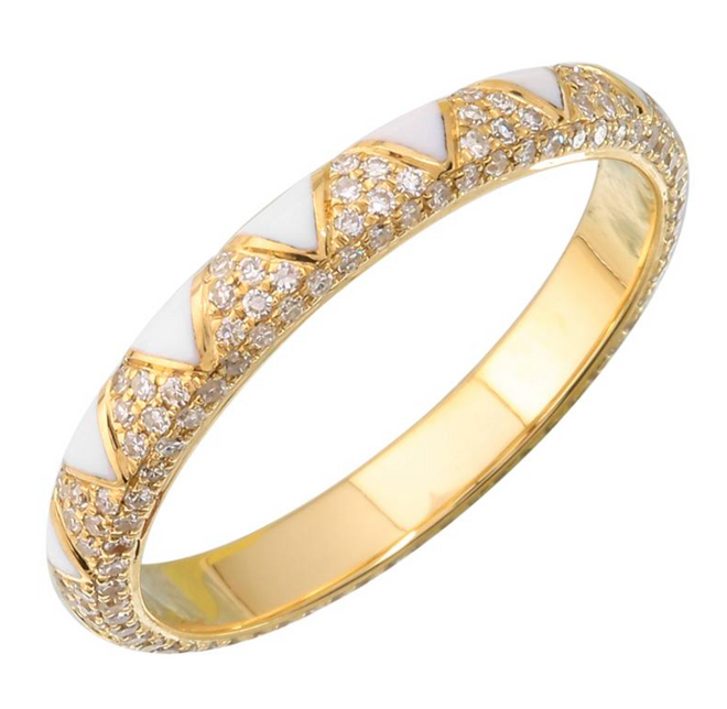 White Enamel Diamond Ring