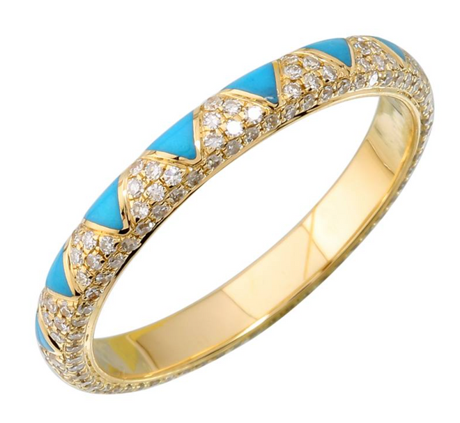 Turquoise Enamel Diamond Ring