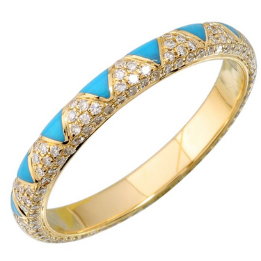 Turquoise Enamel Diamond Ring