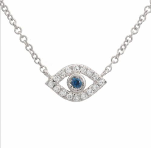Sapphire Accent Diamond Eye Necklace