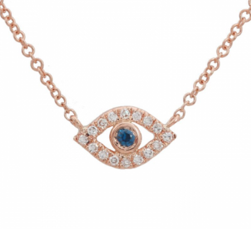Sapphire Accent Diamond Eye Necklace