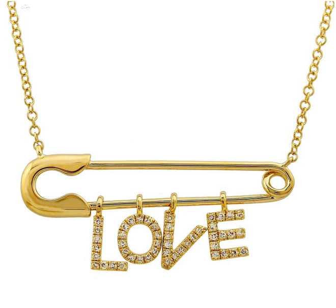 Solid Safety Pin Personalized Necklace