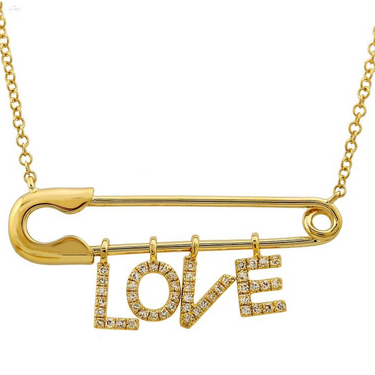 Solid Safety Pin Personalized Necklace