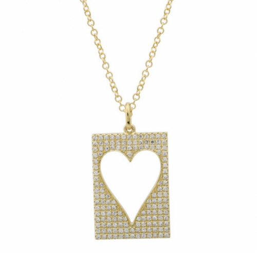 Square Pavé Heart Outline Necklace