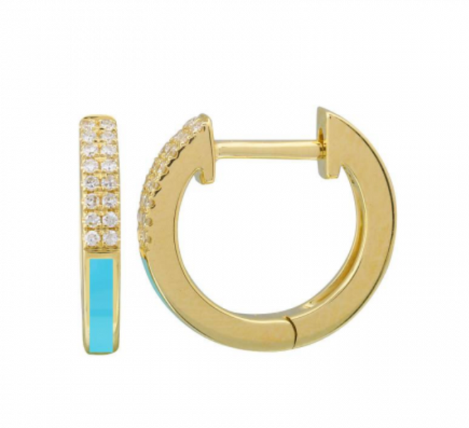 Half Enamel Diamond Huggies