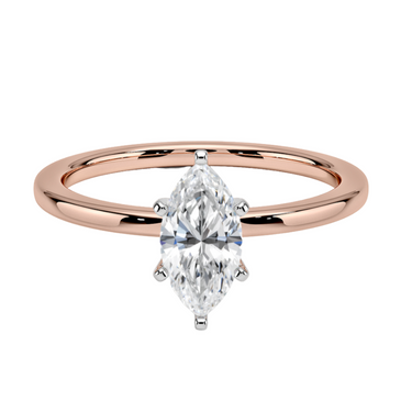 0.70CT Marquise Brilliant Mounted In Thin Rose Gold Band