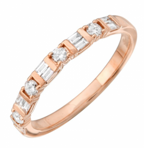 .34CT Round and Baguettes Wedding Band