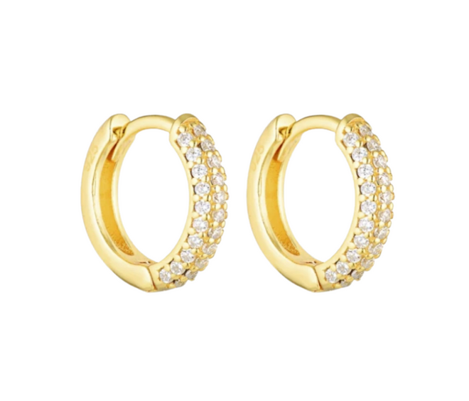 Thin Chunky Pavé Huggies