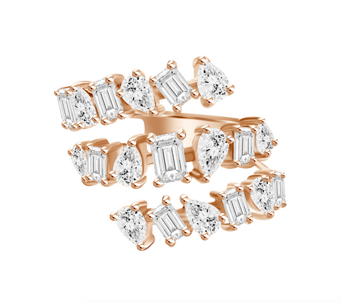 Multi Shape Diamond Spiral Ring
