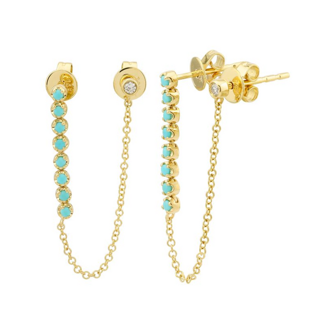 Turquoise Drop Double Studs