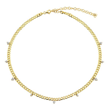 Solid Cuban Hanging Diamonds Necklace