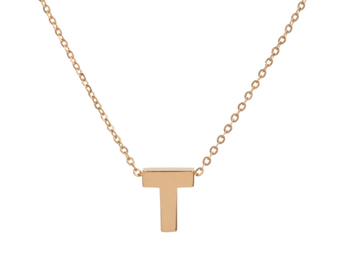 Block Gold Initial Necklace