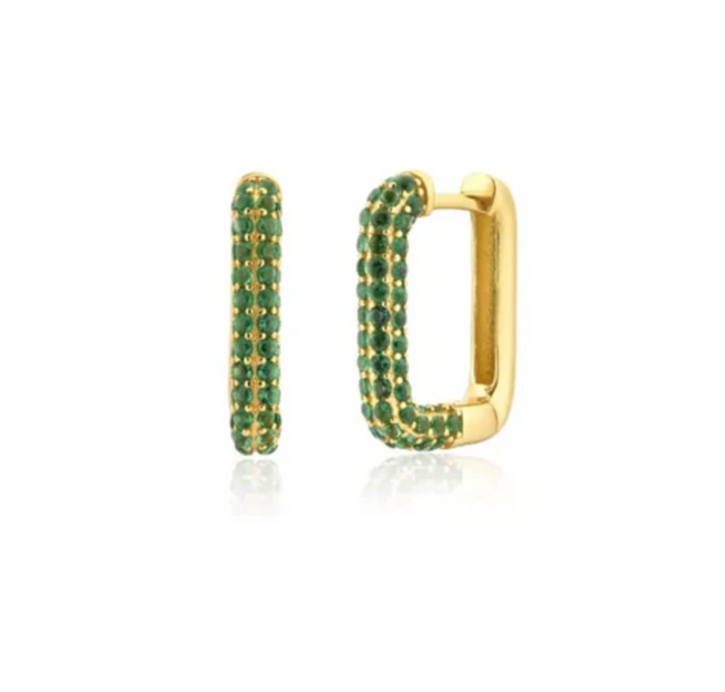 Colored Pavé Rectangular Hoops