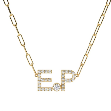 14K INITIALS ON A LINK CHAIN NECKLACE