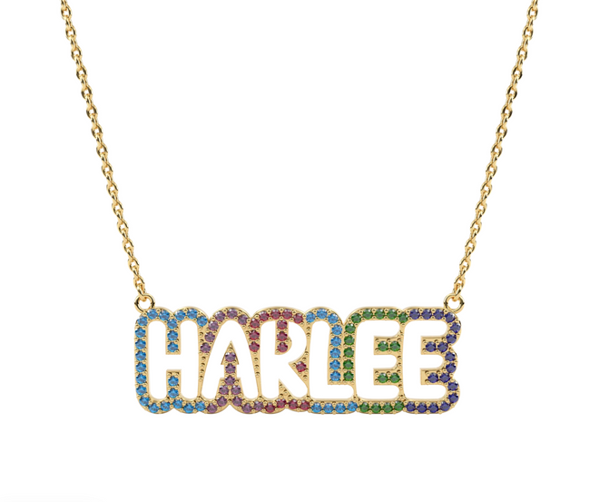 COLORED BUBBLE CUTOUT NAME NACKLACE