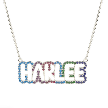 COLORED BUBBLE CUTOUT NAME NACKLACE