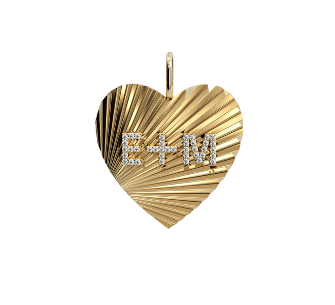 14K PERSONALIZED FLUTED HEART CHARM