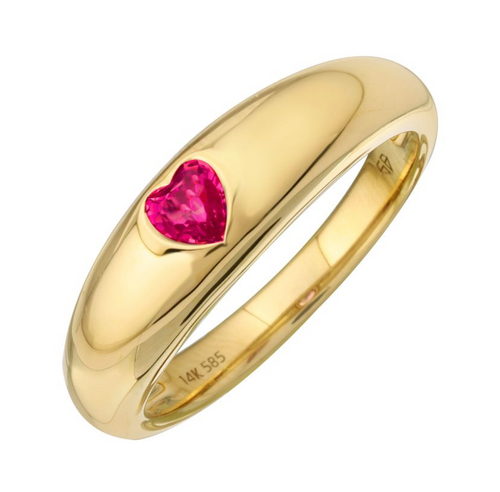 Gemstone Heart Gold Ring