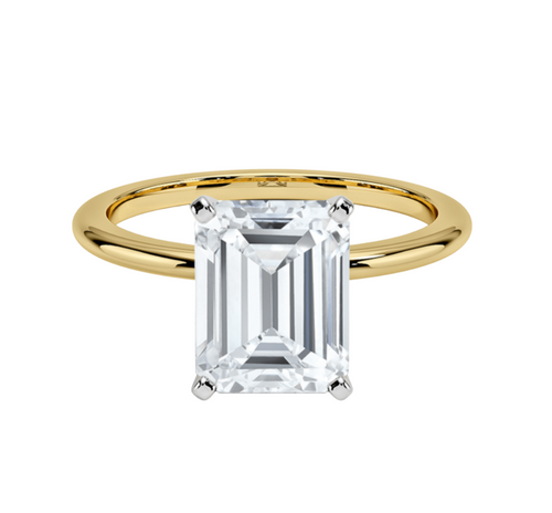 2CT Emerald Cut Mounted In White Gold Band