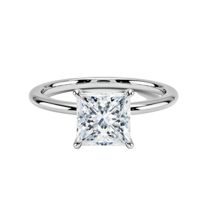 1.56CT Princess Cut Mounted In White Gold Band