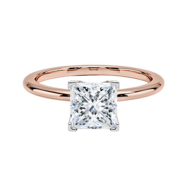 1.26CT Princess Cut Mounted In Rose Gold Band